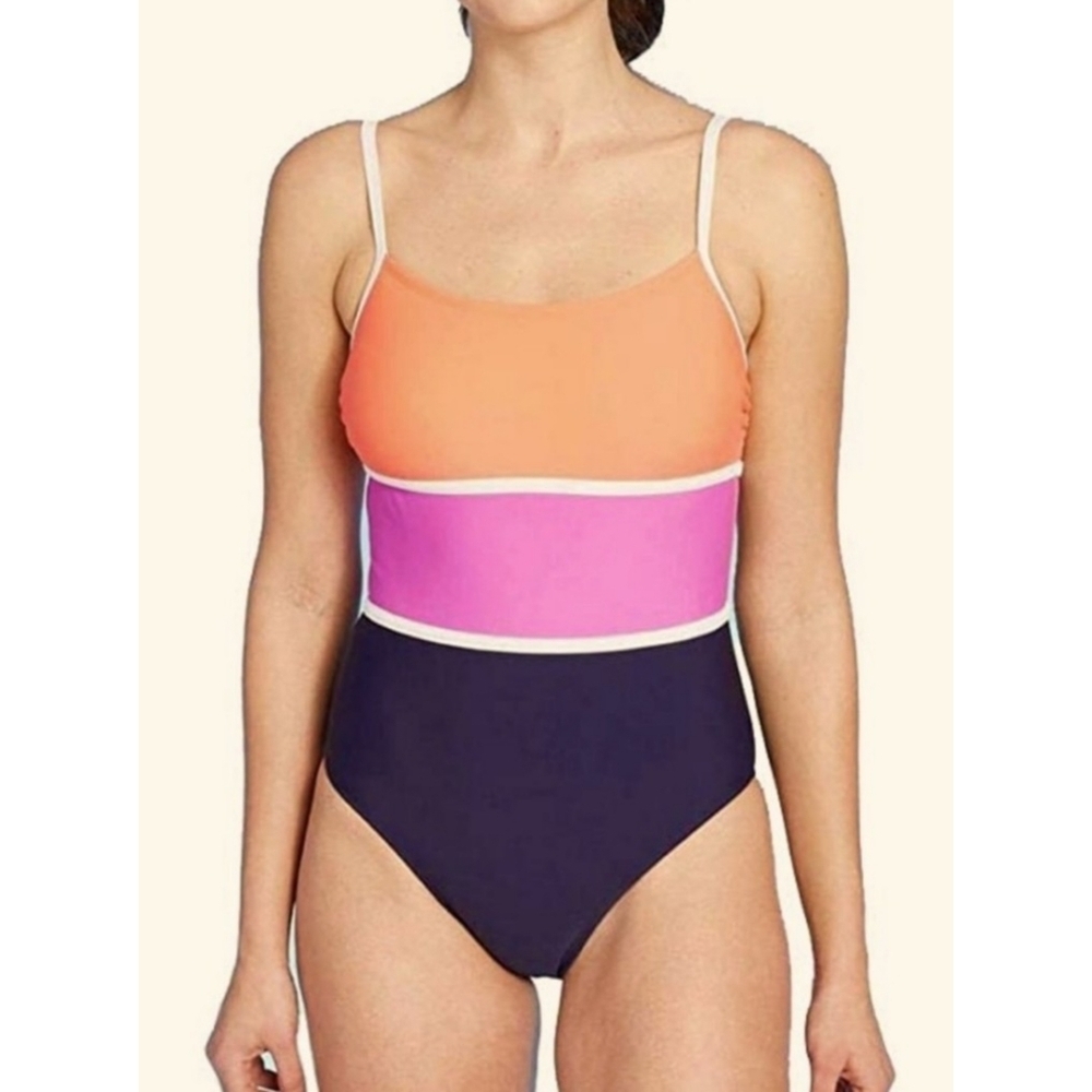 Kona Sol Horizontal Colorblock Medium Coverage One piece Swimsuit Size M